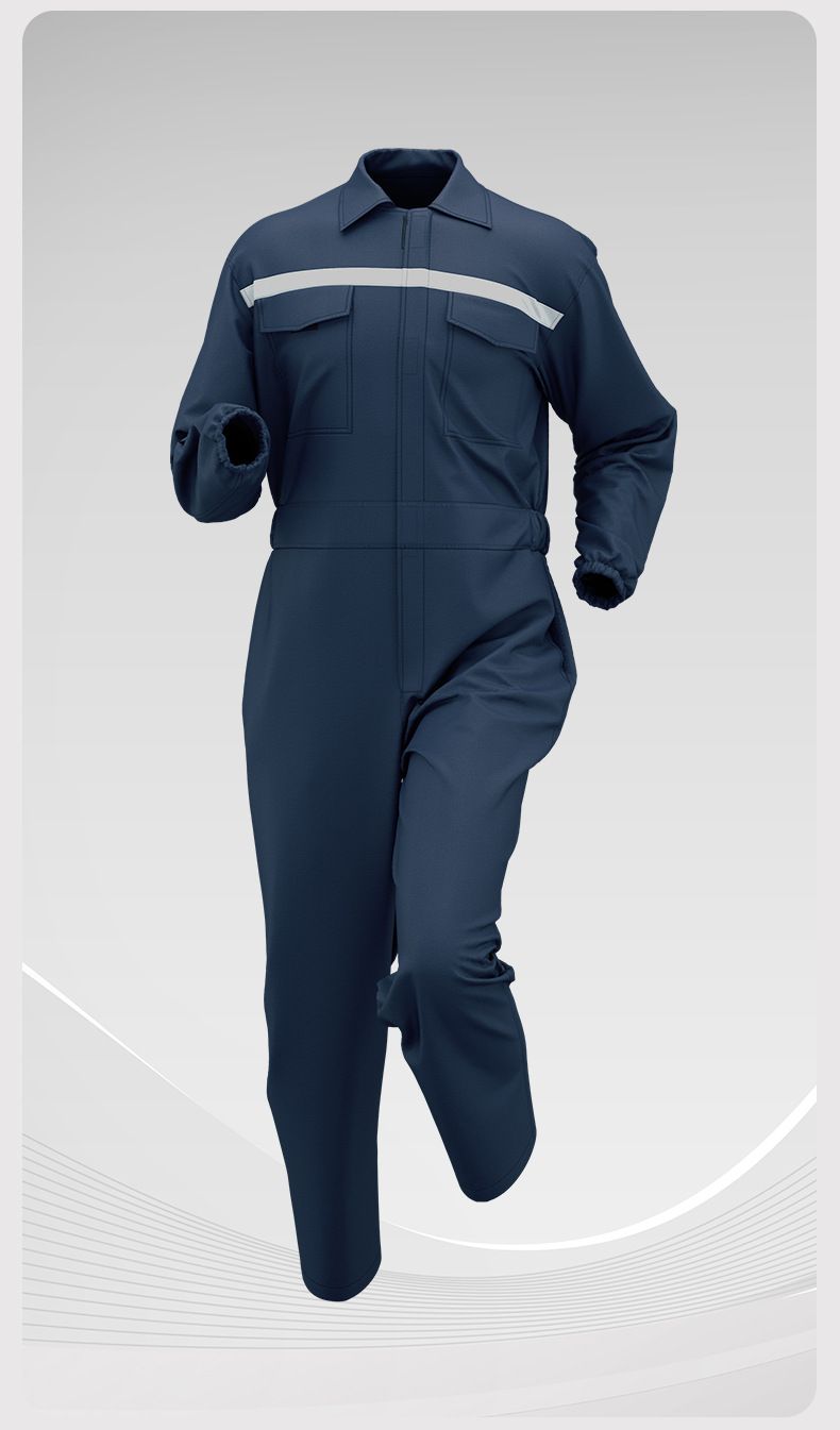 Men's Durable Work Coverall - Flame Resistant, Breathable Polyester Jumpsuit For Welding, Shipyard & Industrial Use (Dark Blue, Orange, Bright Blue)_voghion.com