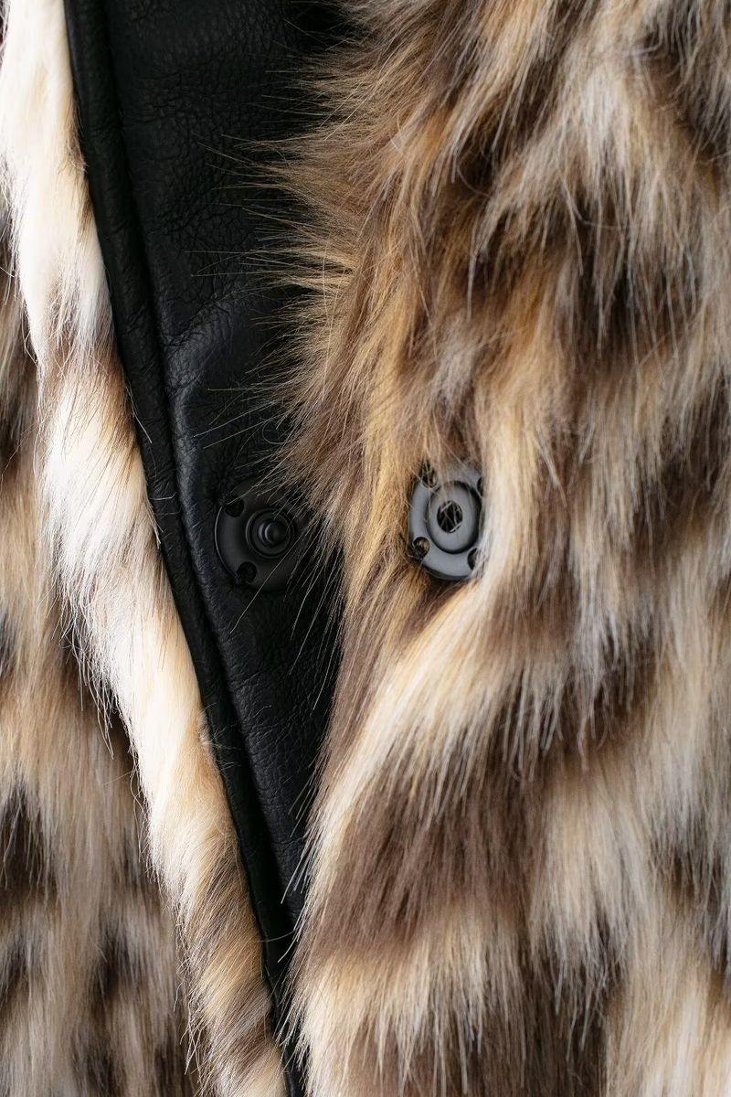 Damenkleeder Wild Leopard Print Nische Kuerzrevers Pelzmantel_voghion.com