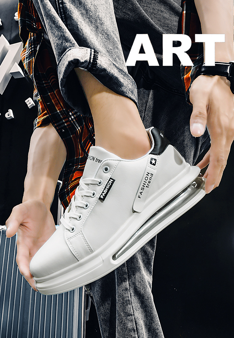 Primavera/estate Little White Versatile per studenti, suola spessa da uomo con cuscino d'aria, scarpe da ginnastica alte con punta tonda, casual_voghion.com