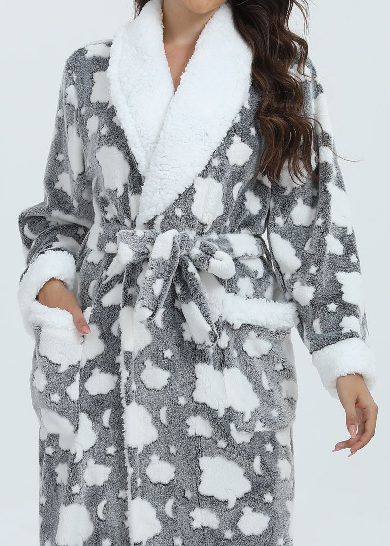 Underwear & Sleepwears Long Style Nightgown Loungewear Flannel Robe Long Sleeve Bathrobe Sleepwear Loungewear Soft Cozy Nightgown With Pockets_voghion.com