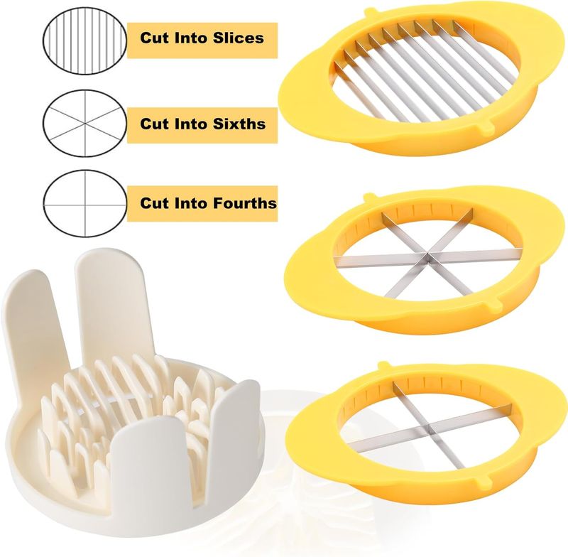 3-In-1 Egg Slicer With Blades, Stainless Steel Egg Cutter For Hard Boiled Eggs, Multi-purpose Food Slicer To Cut Fruits Into Fourth Sixth Or Slices,_voghion.com