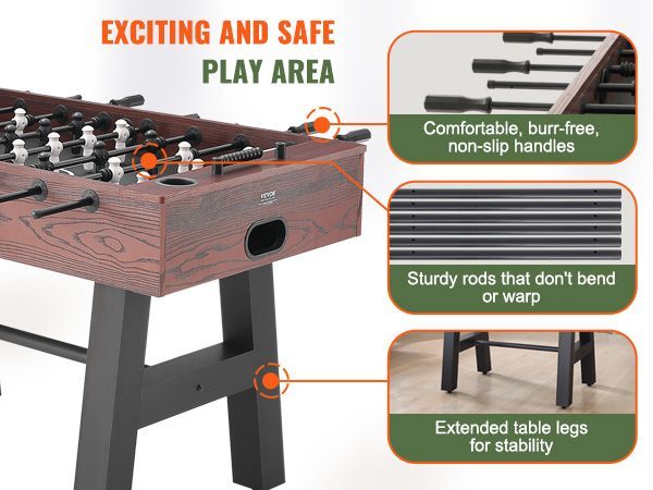VEVOR Foosball Table, 55 Inch Standard Size Foosball Table, Indoor Full Size Foosball Table For Home, Family, And Game Room, Soccer With Foosball Table Set, Includes 4 Balls And 2 Cup Holders_voghion.com