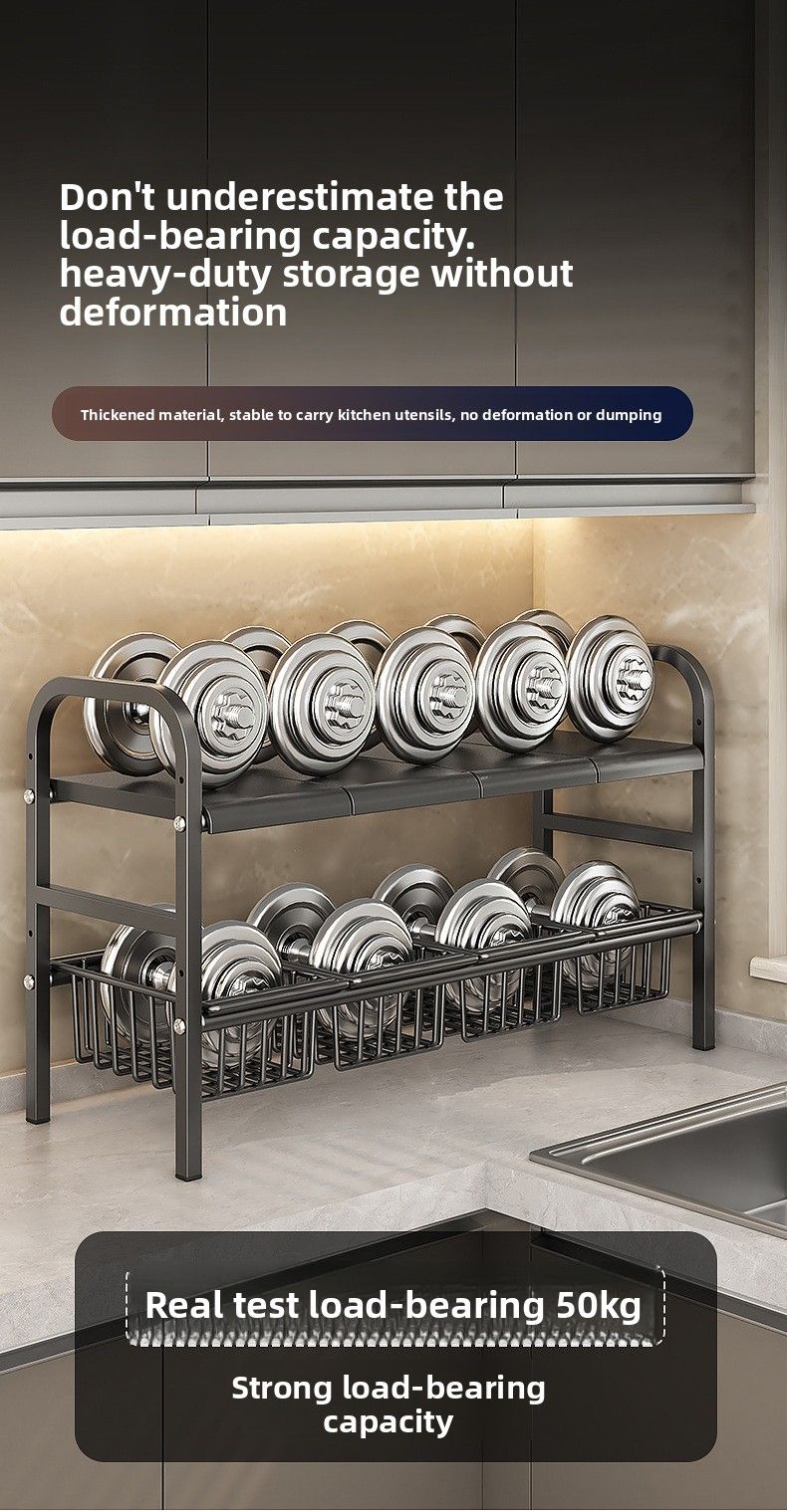 Mobiletto portaoggetti telescopico in acciaio al carbonio, molto venduto, organizer a strati, per lavabo, cucina, dropshipping_voghion.com