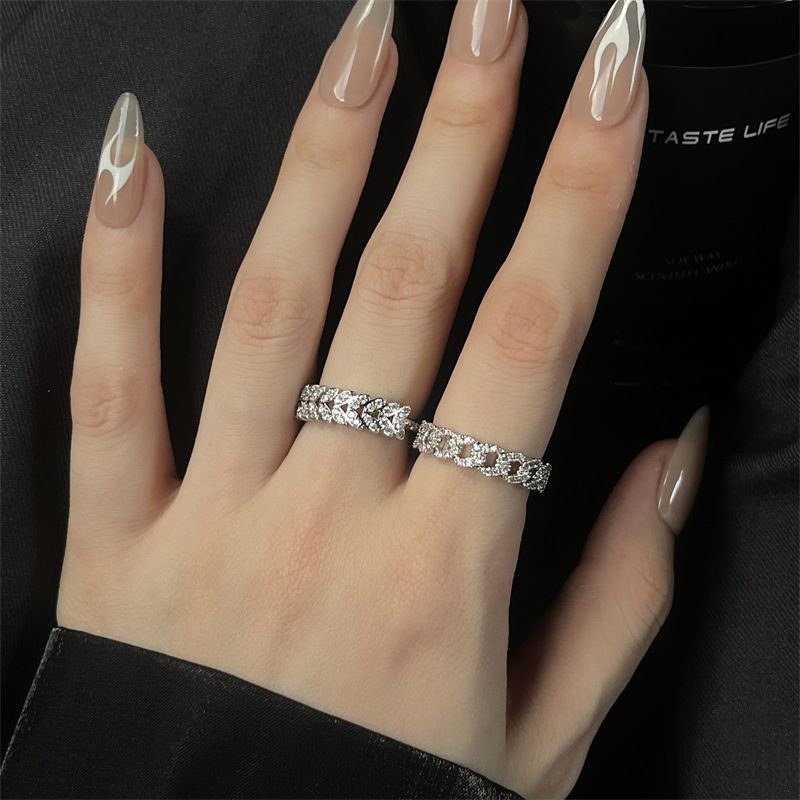 New Cuban Chain Inlaid Zircon Full Diamond Open End With Liht Luxury Hih Quality, Small And Medium Desin, Stacked_voghion.com