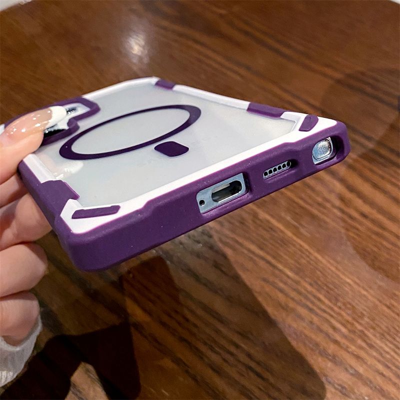 Contrast Clash Color Magnetic Phone Case For Samsung S25 Ultra S24 Plus For Armor Shockproof Bumper Transparent Cover_voghion.com