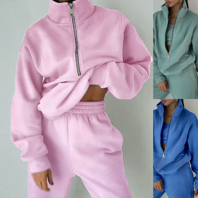 Women’s Clothing Spring Women's Two piece Suit ins Sweater Fleece Fashion Leisure Sports Suit_voghion.com