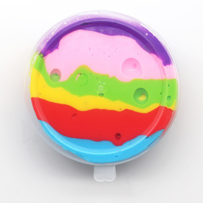 Jucării pufoase pentru copii, model curcubeu, nămol, chit de noroi, plastilină, nămol, stres, ameliorarea stresului_voghion.com