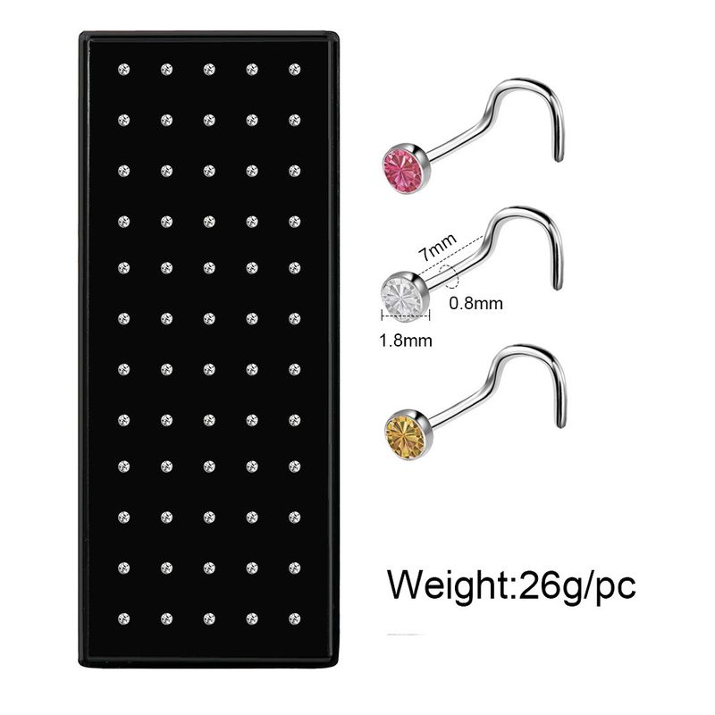 60 cajas de piercings nasales de acero inoxidable en forma de L de 1,5/2,0/2,5 mm con varilla curva y tachuelas de diamantes_voghion.com