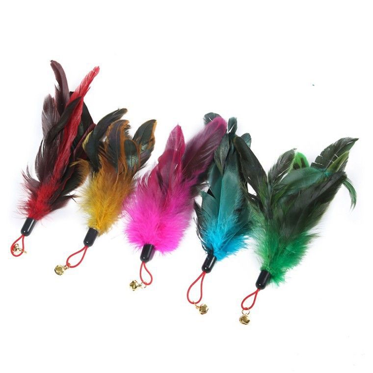 Long Steel Wire Not Easy To Bend Feather Teaser Wand With Bell Cat Training Self-Entertainment Pet Toy_voghion.com