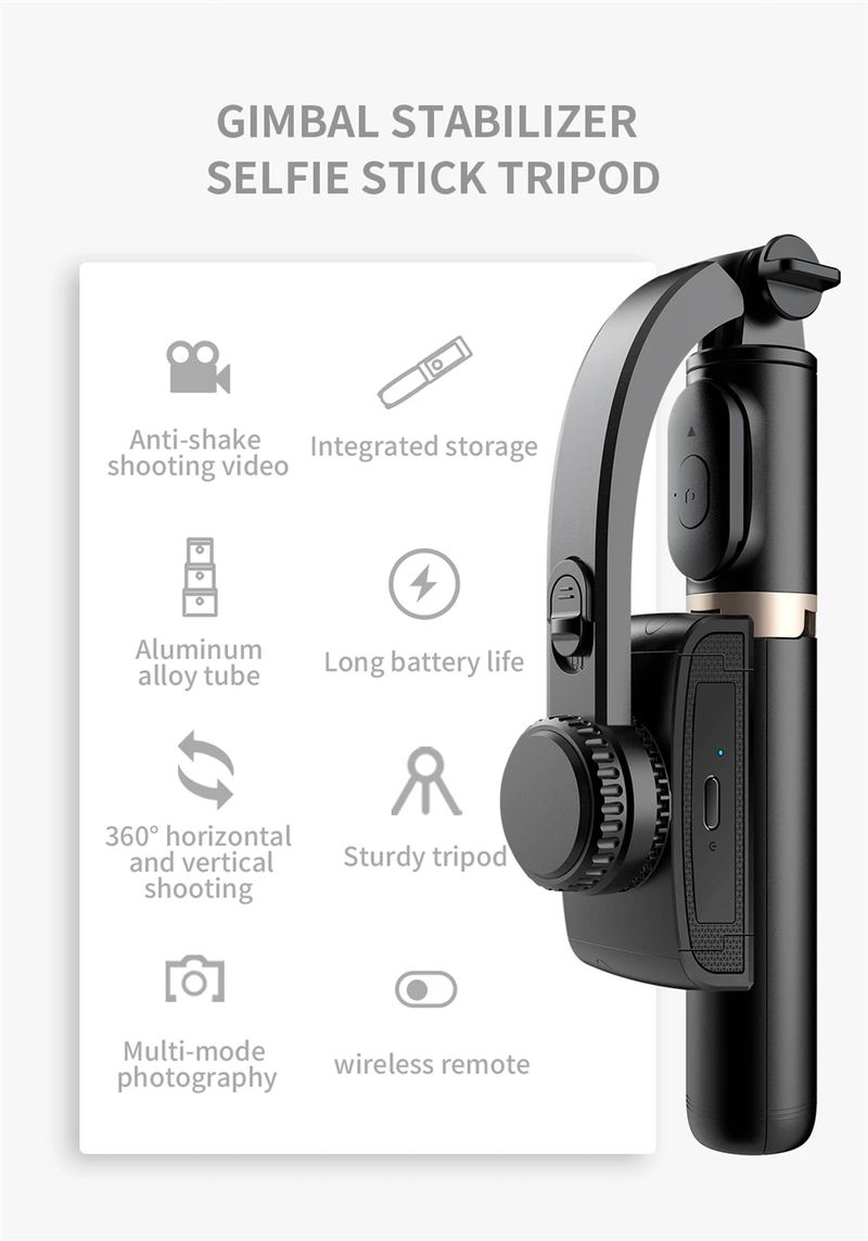 2025 NEUER FANGTUOSI Bluetooth-Handheld-Gimbal-Stabilisator mit Selfie-Stick-Klappstativ für iPhone-Smartphones_voghion.com