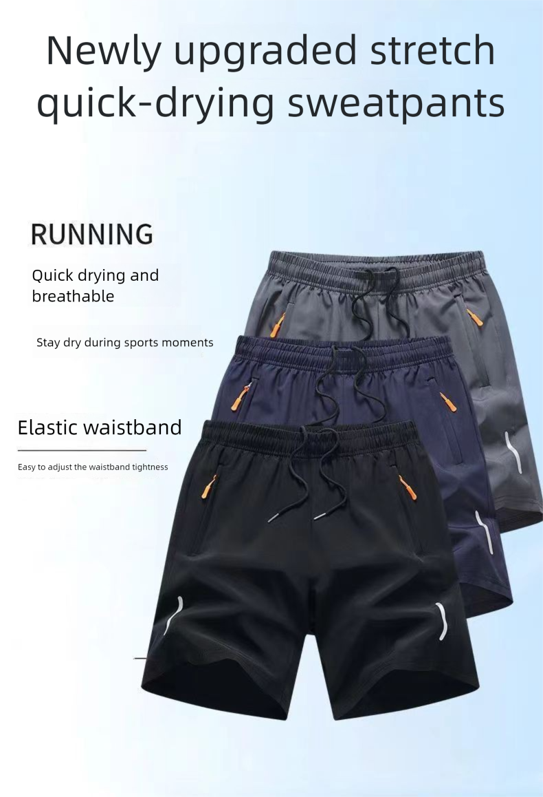 Sommer Neue Eisseide Dünne Fünf-Punkt-Sport-Fitness-Strandshorts Lässige Plus Size Atmungsaktive Herrenhose_voghion.com