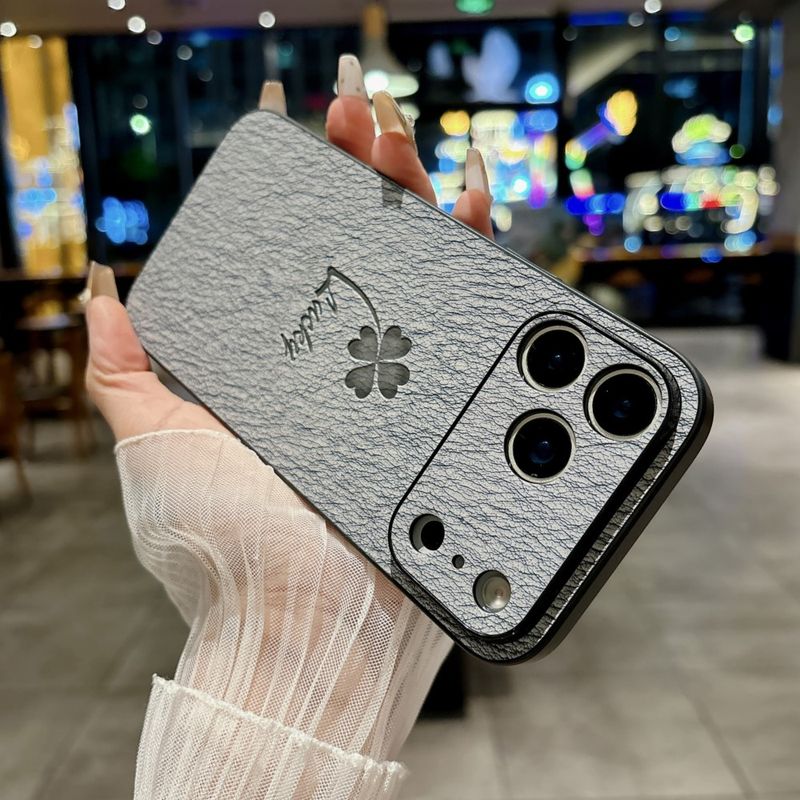 Custodia in pelle opaca con motivo a foglie per iPhone 17 Air 16 15 14 13 12 Pro Max Plus 16E SE4 Retro antiurto rigida_voghion.com