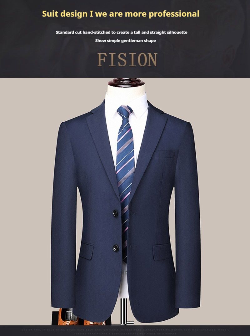 Solid color light business set for men's autumn new youth slim fit two button suit pants_voghion.com