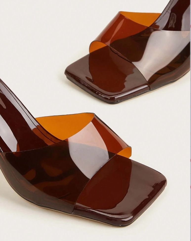 Square Head One Line High Heels Slipper Woman_voghion.com