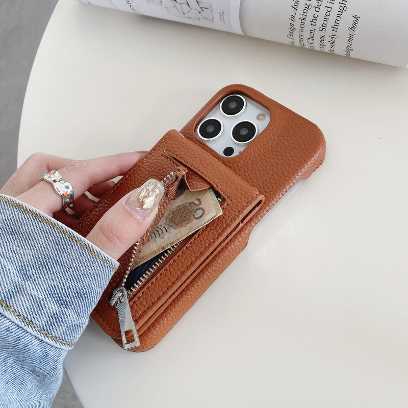 Mobile phone case for iPhone15 mobile phone case Apple 14pro max flip zipper card holder mobile phone case 13/12 women_voghion.com