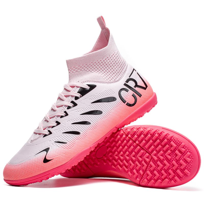 Scarpe da calcio alte per uomo e donna - Suola in gomma antiscivolo professionale con tomaia in pelle sintetica per erba sintetica da interno/esterno e erba naturale_voghion.com