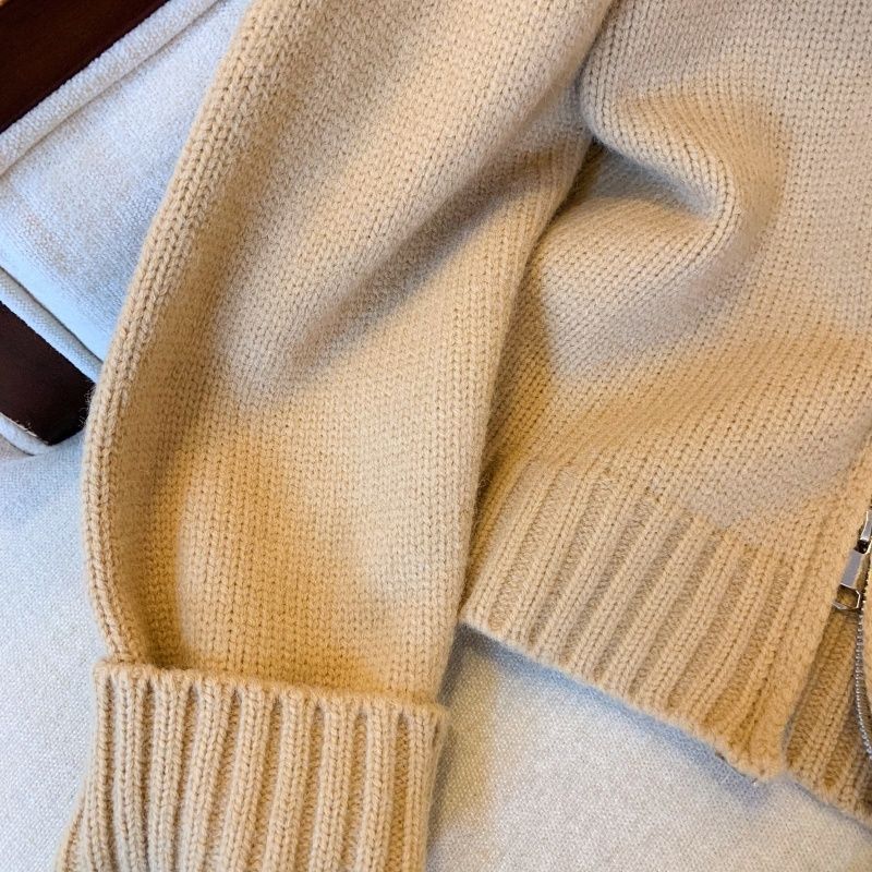 Cardigan in maglia con cappuccio e collo in pelliccia sintetica con doppia cerniera per donna - Capispalla casual a maniche lunghe dalla vestibilità slim_voghion.com