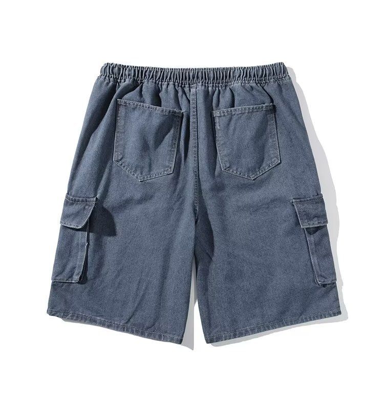 Cargo-Jeansshorts, lockere, gerade Hose für Herren im Sommer, trendiger Marken-Elastikbund, lässige Cropped-Hose in großen Größen_voghion.com