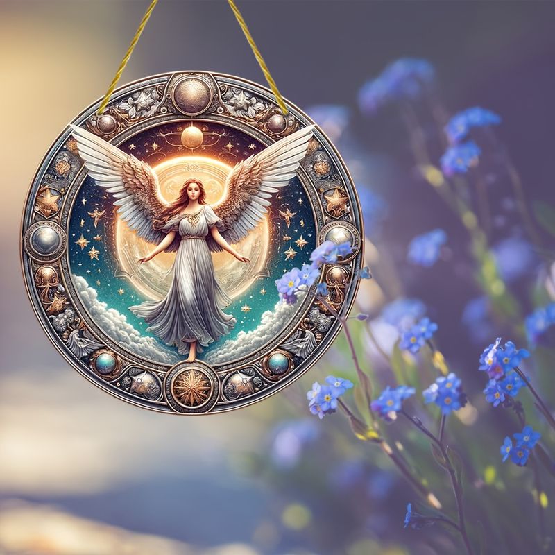 8in Holy Angel Suncatcher - Clear Acrylic Christian Decor For Wreaths, Windows & Doors - Elegant Holiday Gift_voghion.com