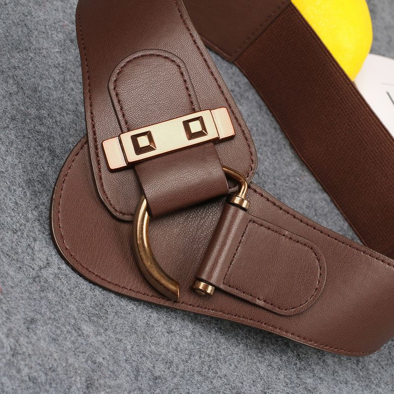 Retro D-Buckle Belt - Elastic Wide Waist Belt For Women_voghion.com