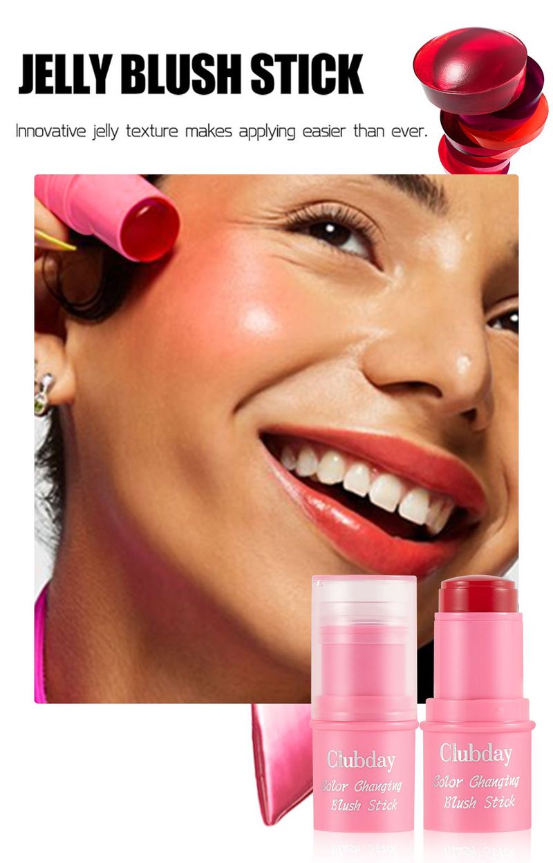 Maquillaje Natural Matte Jelly Q Elastic Blush Stick Iluminador Facial Repair Stick Larga Duración Resistente al Agua_voghion.com