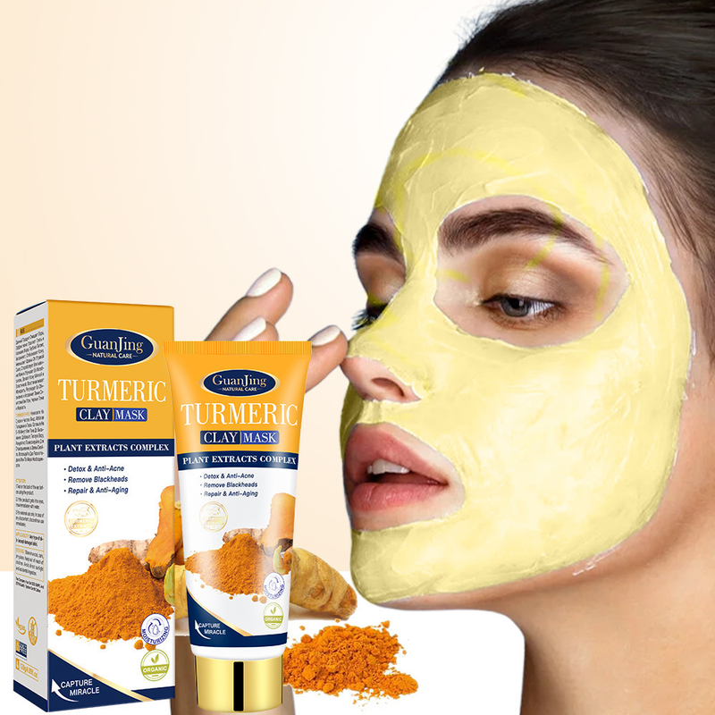 Máscara de limpeza de lama removedora de cravos e iluminadora extrato de cúrcuma máscara facial hidratante_voghion.com