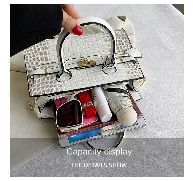 Vintage Fashion Crocodile Print Handheld Shoulder Crossbody Bag_voghion.com