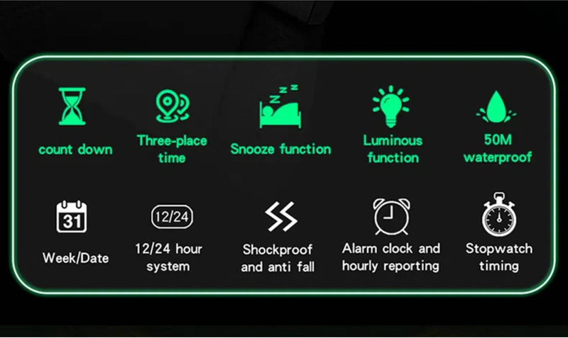 Orologio elettronico al quarzo da uomo, multifunzione, impermeabile, con sveglia, orologio da studente, orologio sportivo digitale quadrato alla moda_voghion.com