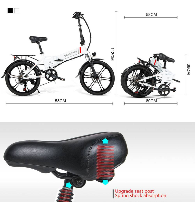 SAMEBIKE 20LVXD30-II Elcykel 20" hopfällbar elmopedcykel 350W Motor 48V 10Ah batteri_voghion.com