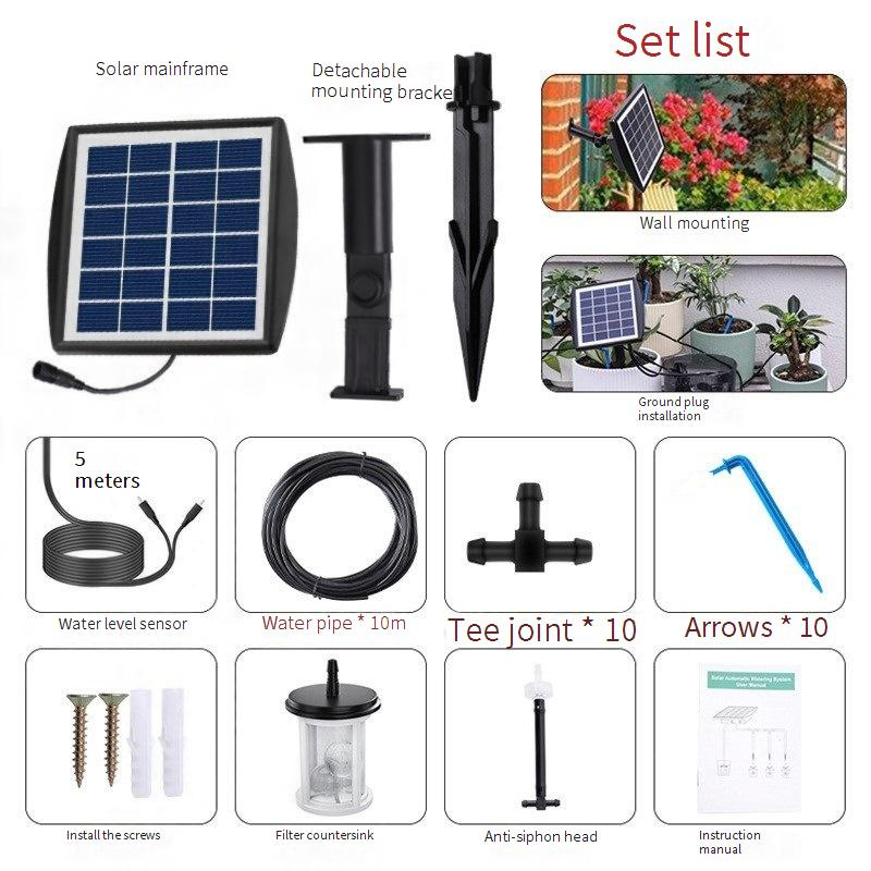 Solar Charging 10m Water Pipe Micro Drip Irrigation Watering Device Timed Automatic Dripping Outdoor Potted Watering Artifact_voghion.com