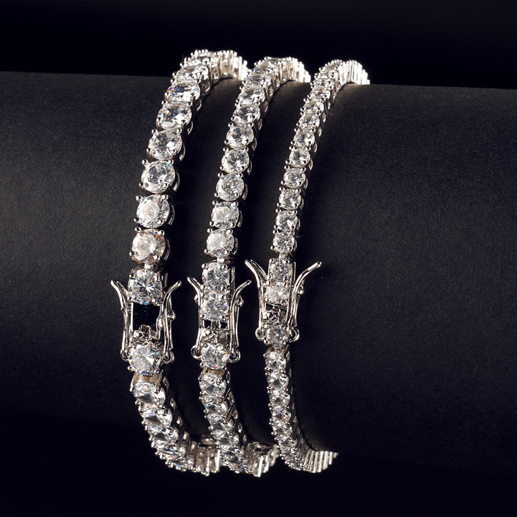 Herresmykker Populær Hip Hop Tenniskæde Enkelt Række Kobber Mikroindlagt Zirkon Armbånd 3mm4mm5mmTenniskæde_voghion.com