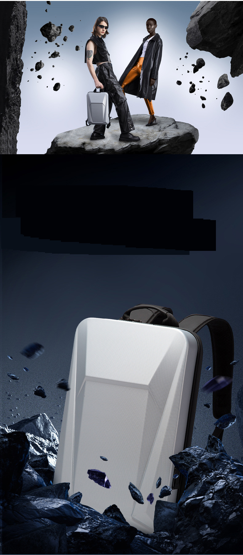 Men's Casual Backpack Cool Trendy Technology Sense Hard Shell Computer Backpack Waterproof Men's Bag_voghion.com