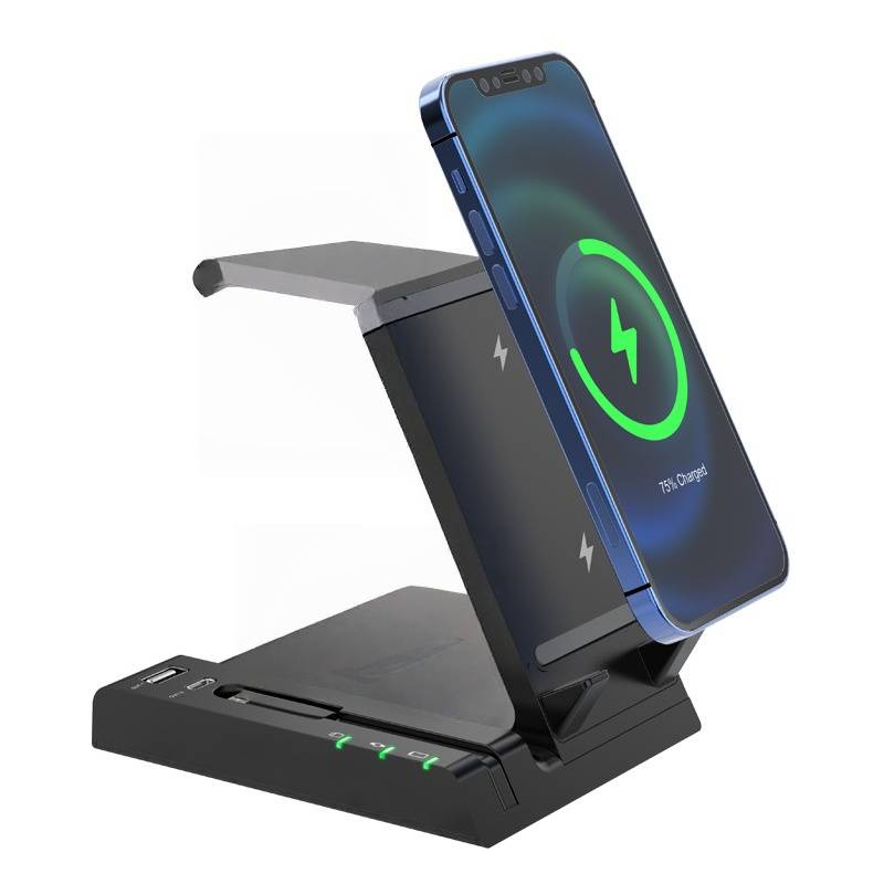 6-in-1 Wireless Charger For IPhone – 15W Fast Charging, QI Certified, Type-C Port, Desk Stand For Multiple Devices_voghion.com