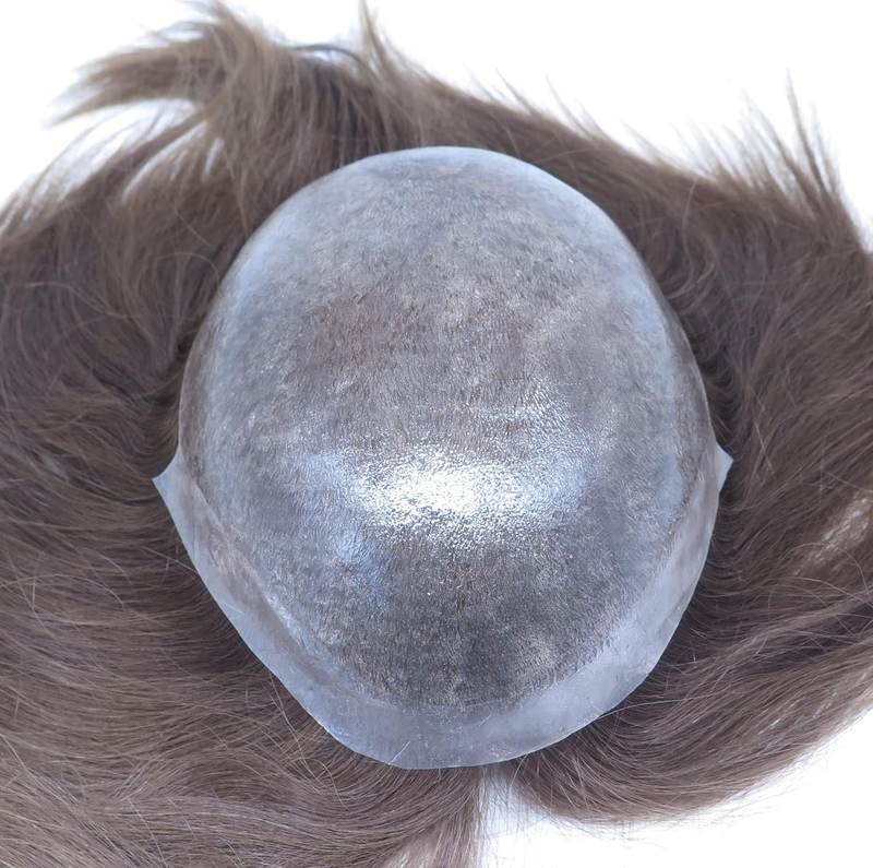 Euro Injection Toupee For Men 100% European Virgin Human Hair Pieces Injection Thin Skin Hair Replacement System Men Wigs Medium Light Brown Color #5_voghion.com