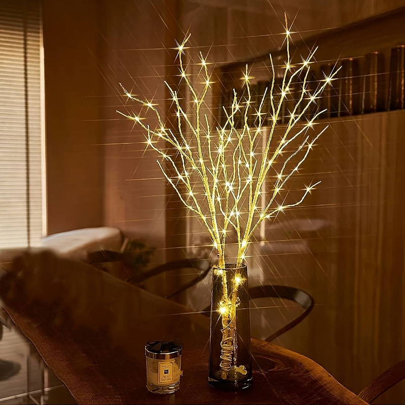 Lámpara de rama de abedul iluminada con 50 LED, funciona con pilas, árbol artificial realista para Navidad y decoración del hogar, disponible en tamaños de 80 cm (pilas no incluidas)._voghion.com