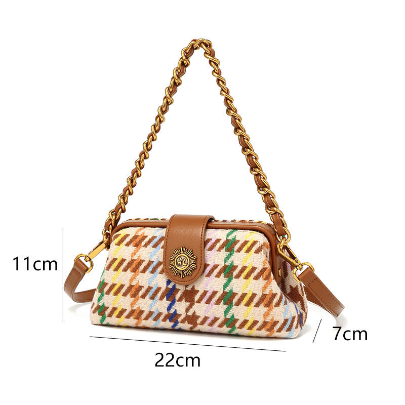 autumn And Winter New Style Women's Small Batch Design Canvas Chain Shoulder Crossbody Bag, High-end Zippered Mini Square Bag_voghion.com