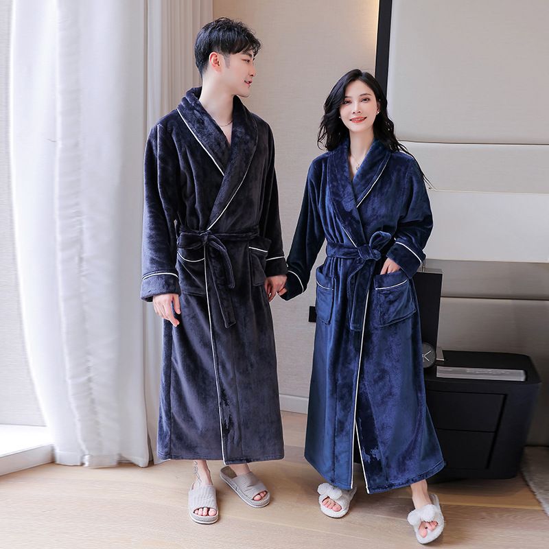 Luxury Flannel Robe For Women & Men - Ultra Soft Fleece Bathrobe With Long Sleeves Cozy Winter Sleepwear Couples Matching Loungewear In Elegant Colors_voghion.com