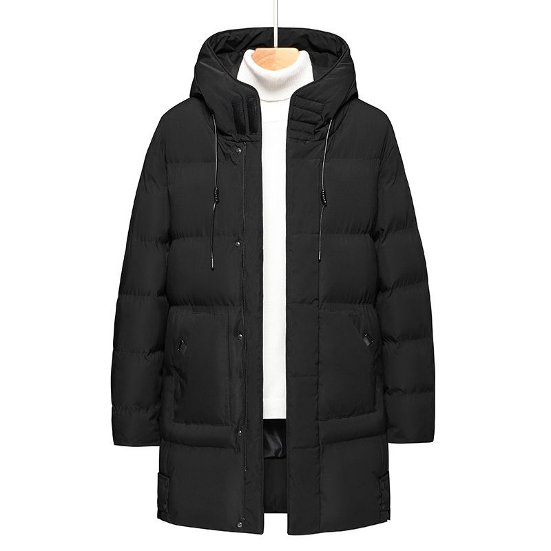 Übergroßer Wintermantel mit Kapuze für Herren mit dicker Polyesterfaserfüllung, langer Freizeitparka für kaltes Wetter (Grau/Schwarz/Grün)_voghion.com