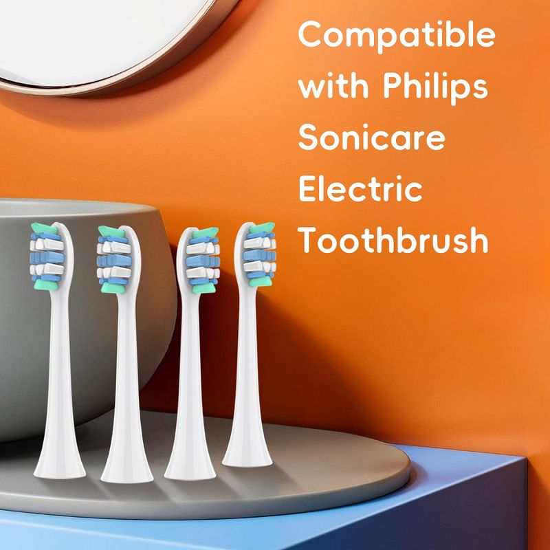 4 Pcs Brush Heads Compatible With Philips Sonicare Electric Toothbrush, Replacement Electric Brush Head For 4100 6500 6100 7500 5300 1100 7000 9000_voghion.com