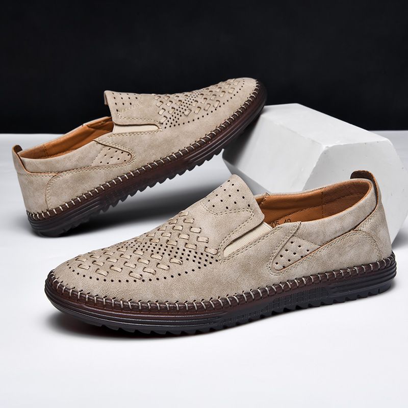 F2405 Microfiber Men's Casual Shoes Beige, Choose Size And Tell Seller_voghion.com