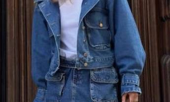 Women's Denim Jacket – Oversized A-Line Coat With Princess Sleeves & Square Neck_voghion.com