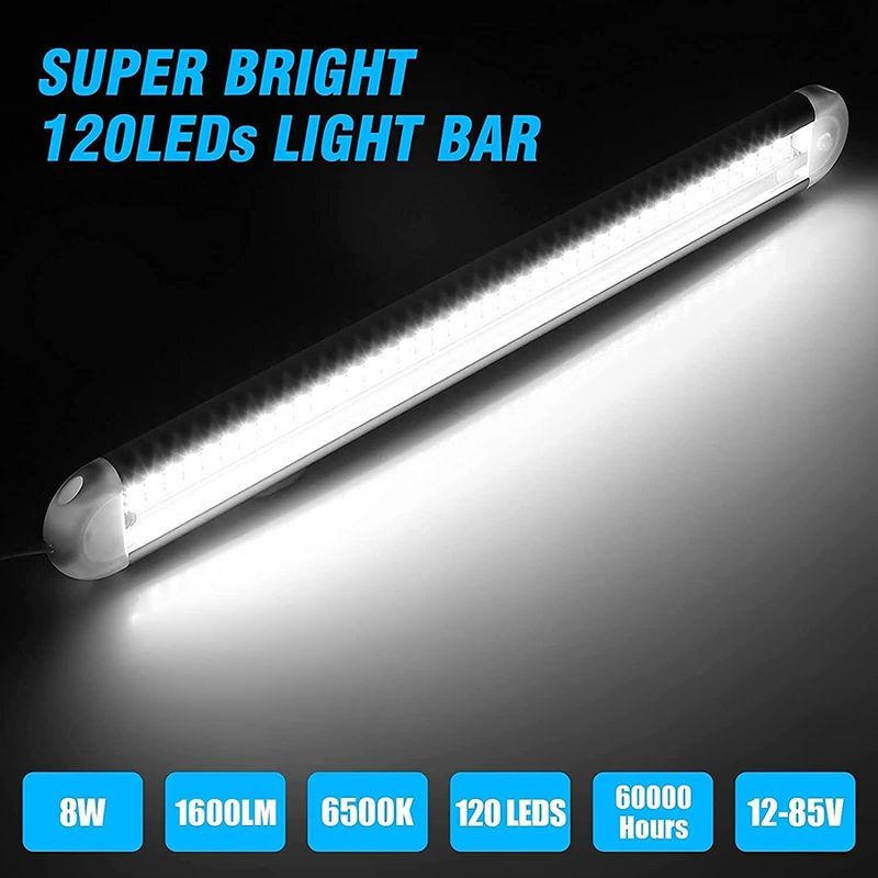 12V 120 LED Auto Innenraum Weiß Streifen Licht Bar Lampe Auto Van Caravan Boot 12VOLT_voghion.com
