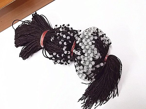 Collana con 8 perline lunghe intrecciate a mano in cristallo color caffè, per uomo e donna_voghion.com