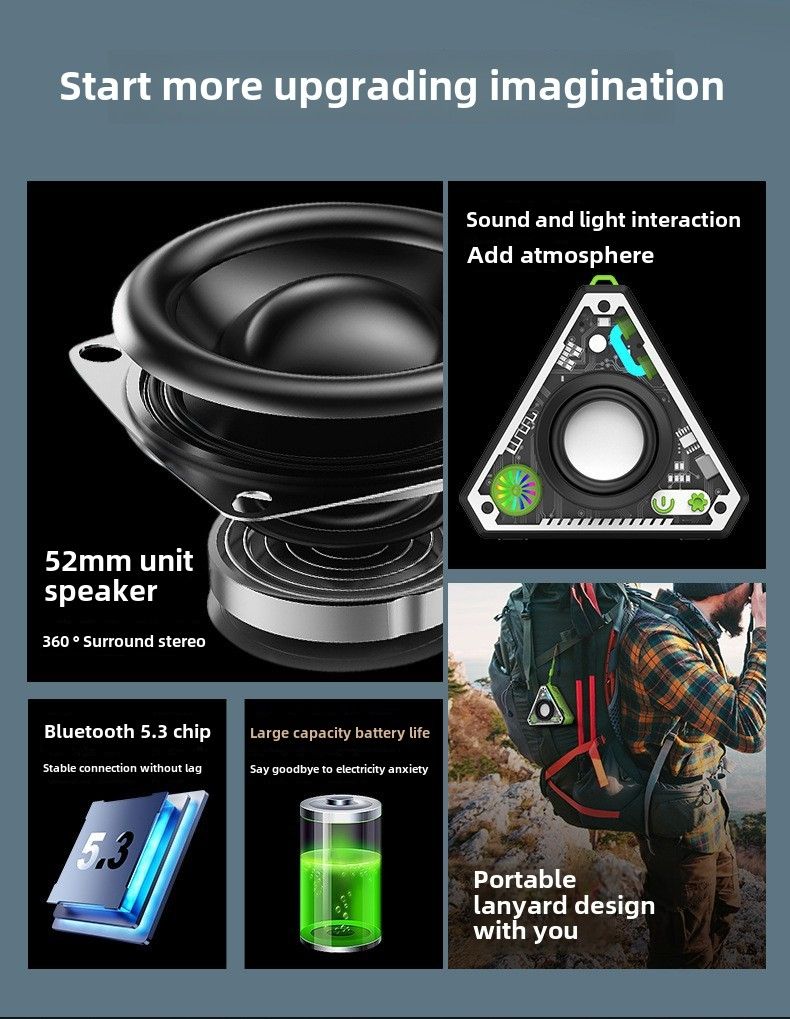 V2 Mini-Subwoofer, hohe Klangqualität, Bluetooth-Lautsprecher, tragbarer Desktop-Stereo-Mecha, kleine Stahlkanone_voghion.com