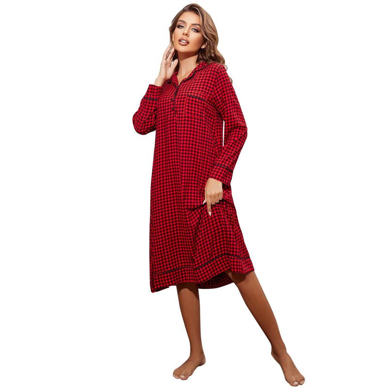 Pajama skirts women in autumn and winter, red plaid, loose fit, medium length, suitable for wearing out at home, women's_voghion.com