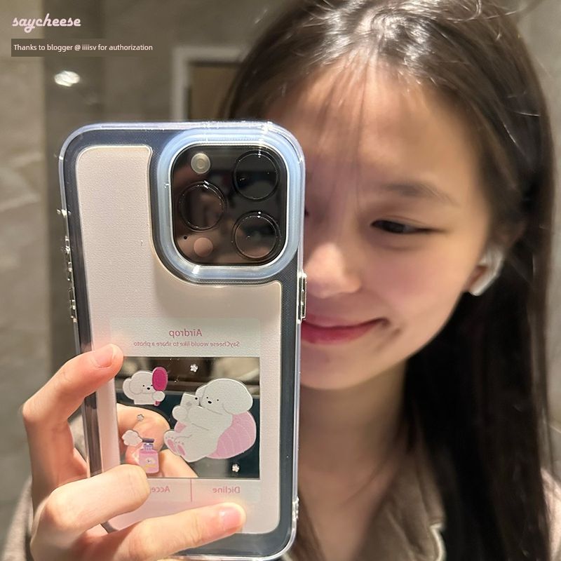 Unbeatable Quality Saycheese Soft Tissue Joint Name Lying Flat Dog Pink Cute Ins Style Edge Covered Mirror Drop-Resistant Mobile Phone_voghion.com