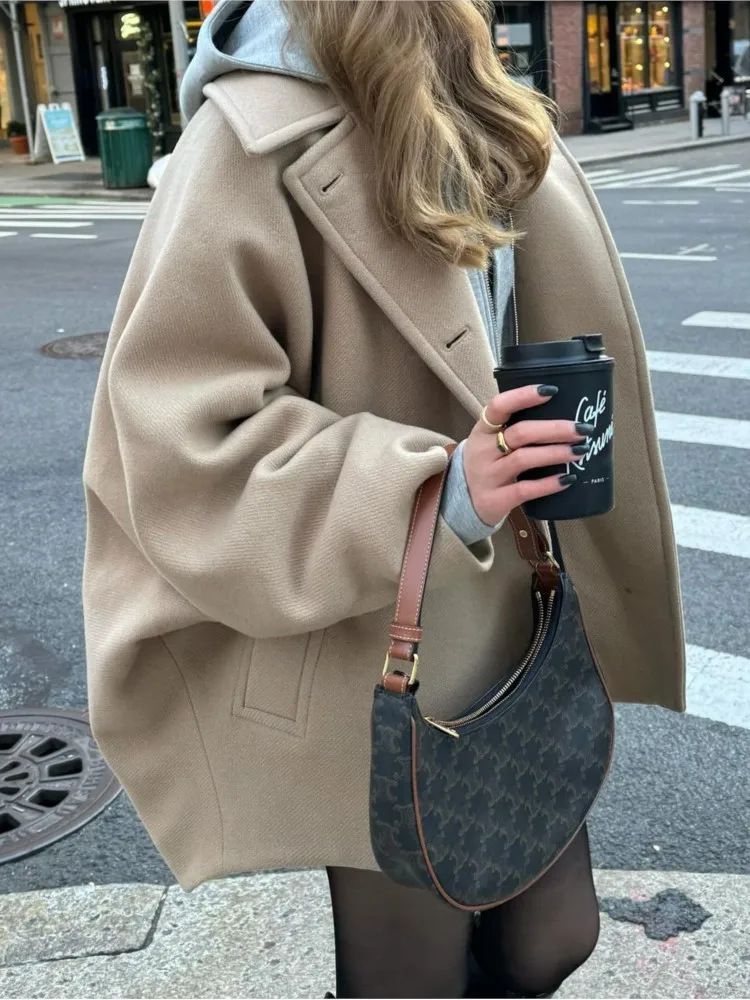 Cappotto corto e ampio in misto lana da donna ZA Style_voghion.com