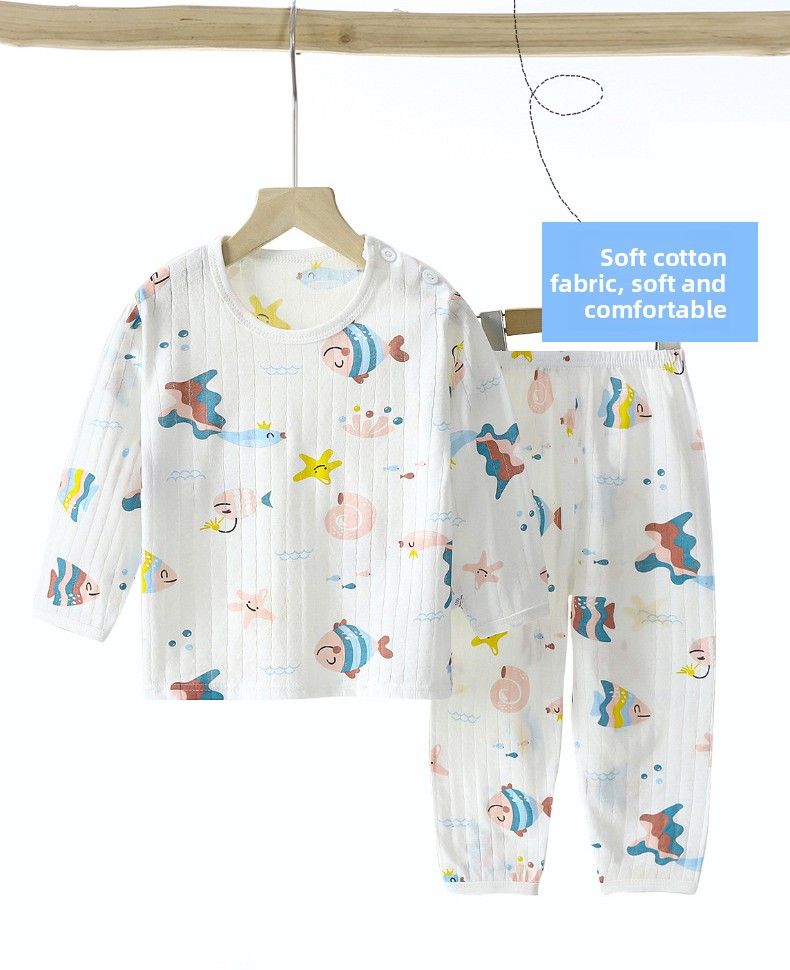 Weiche, atmungsaktive Baumwolle, Baby-Kinder-Pyjama-Set, süßes Cartoon-Langarm-Schlafanzug-Set für 0–5 Jahre_voghion.com