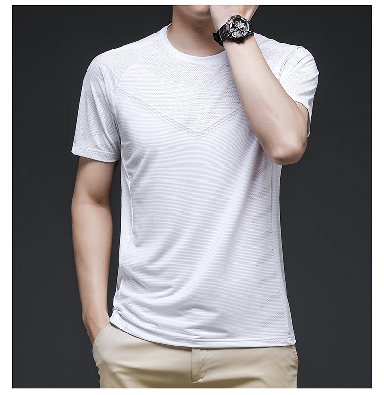 Maglietta estiva a maniche corte, abbigliamento sottile, traspirante e ad asciugatura rapida, sport, corsa all'aperto, tempo libero, maglietta in seta ghiacciata,_voghion.com