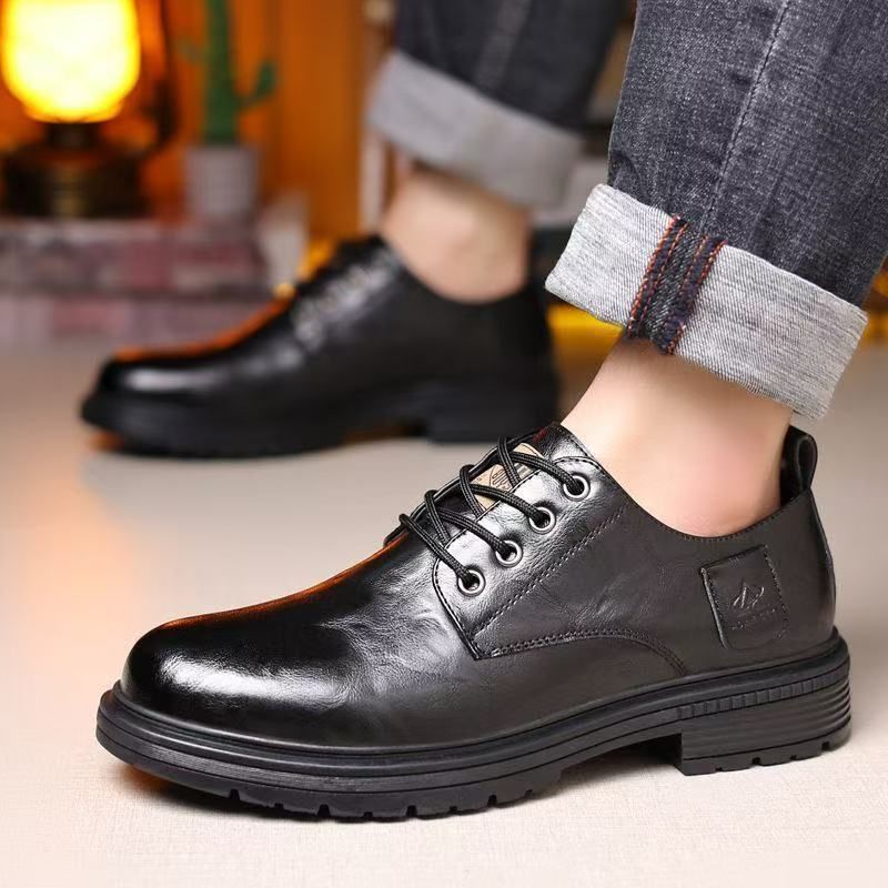 Botas Martin de couro estilo britânico 2025, sapatos masculinos, sola macia, cano baixo, versáteis_voghion.com